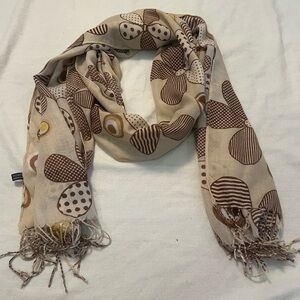 Large cotton and silk floral tasseled scarf